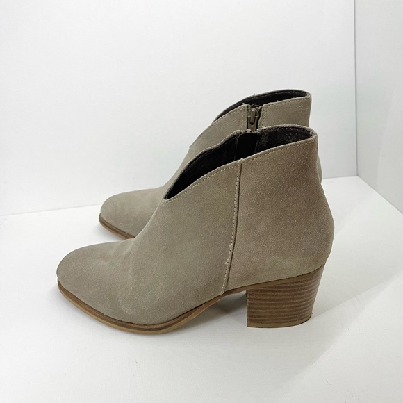 JEFFREY CAMPBELL — TAN, SUEDE, ZIP BLOCK HEEL ANKLE BOOTS, KAMET 2 BOOTS, US 6 - Picture 10 of 11